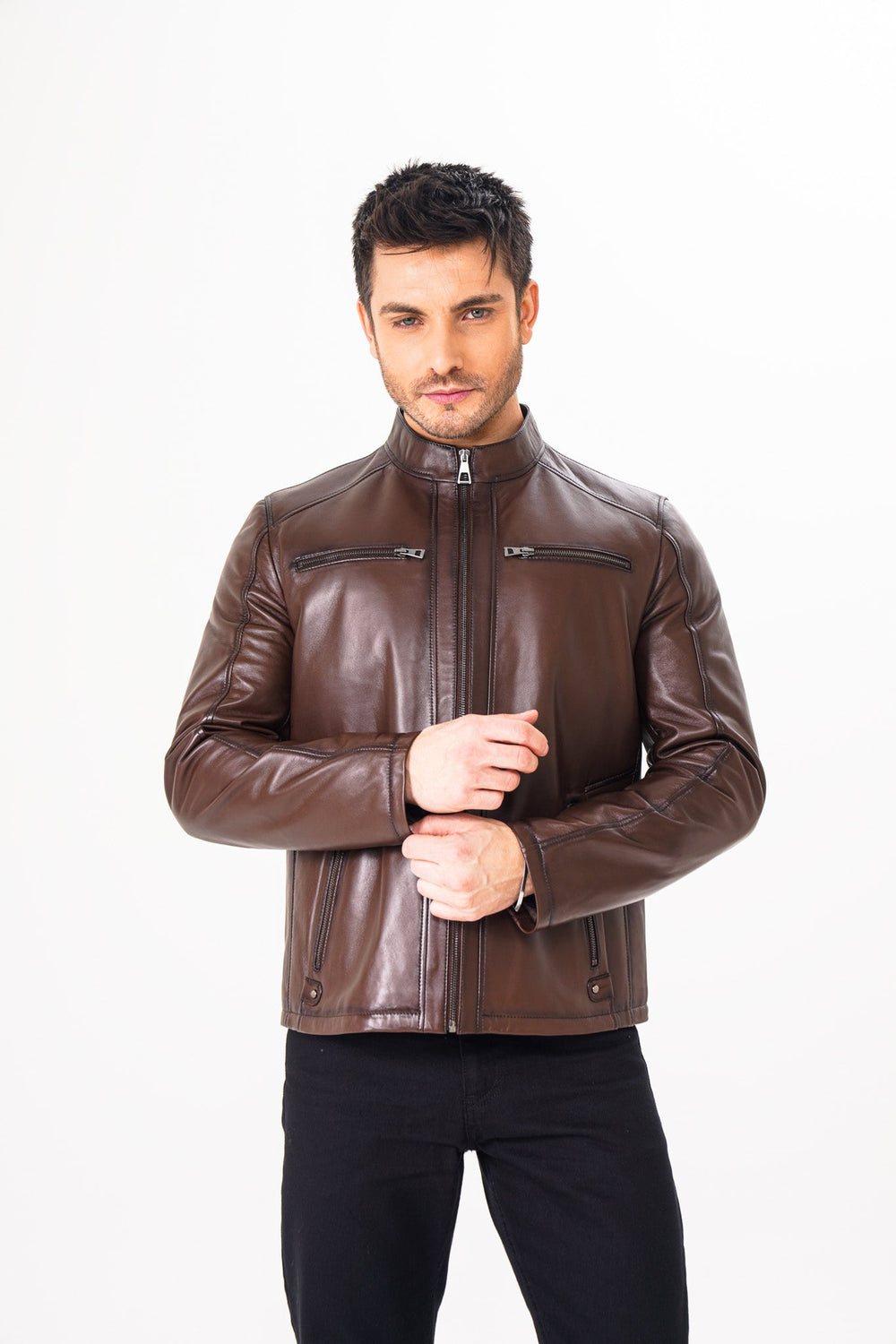 The Falcon Brown Smooth Leather Jacket - Vinci Leather