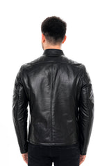 The Falcon Black Smooth Leather Jacket - Vinci Leather