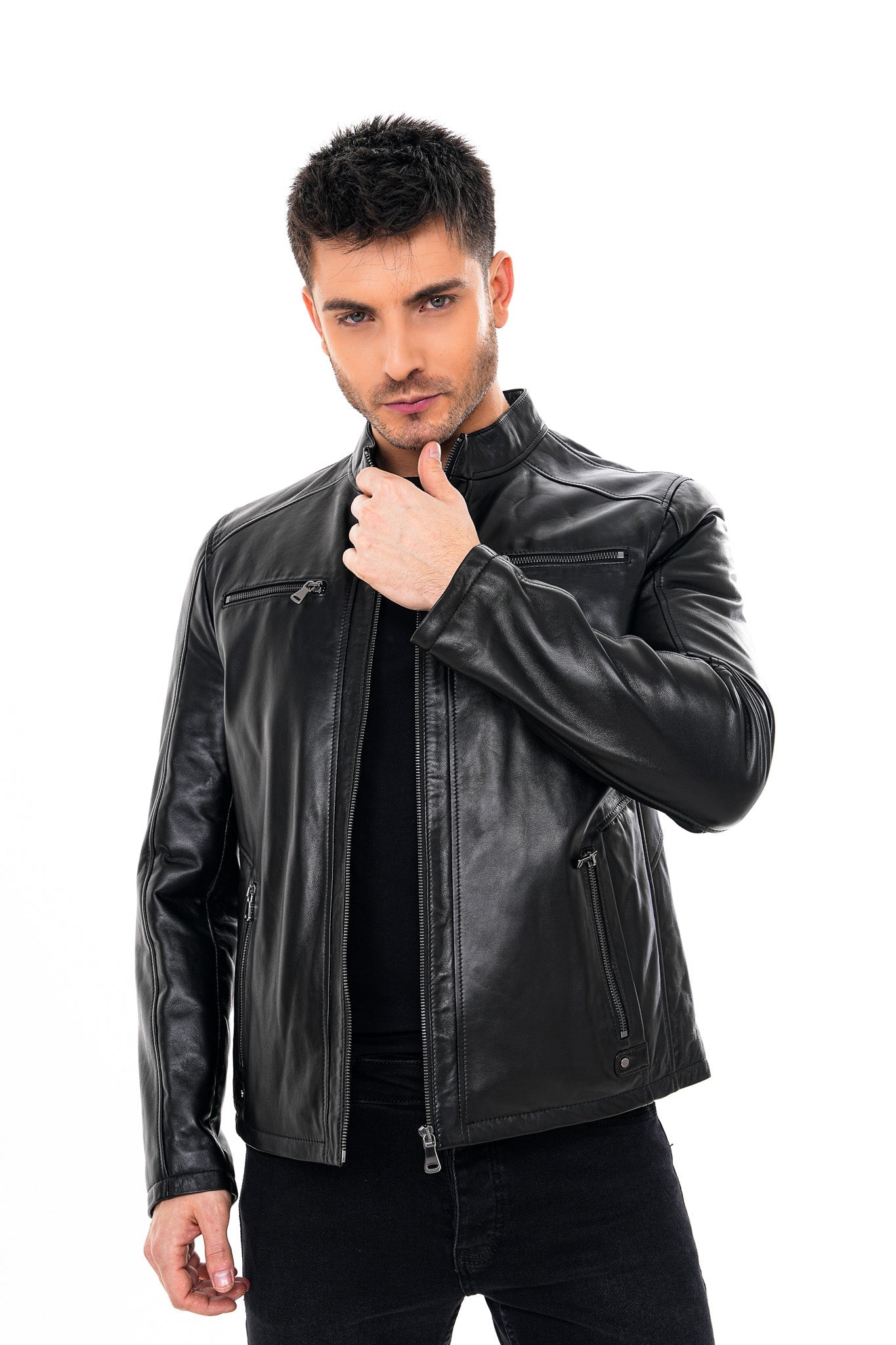 The Falcon Black Smooth Leather Jacket - Vinci Leather