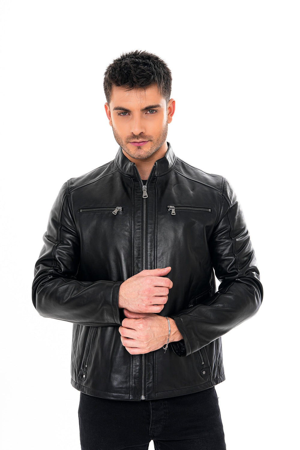 The Falcon Black Smooth Leather Jacket - Vinci Leather