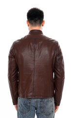 The Falcon Brown Pebbled Leather Jacket - Vinci Leather