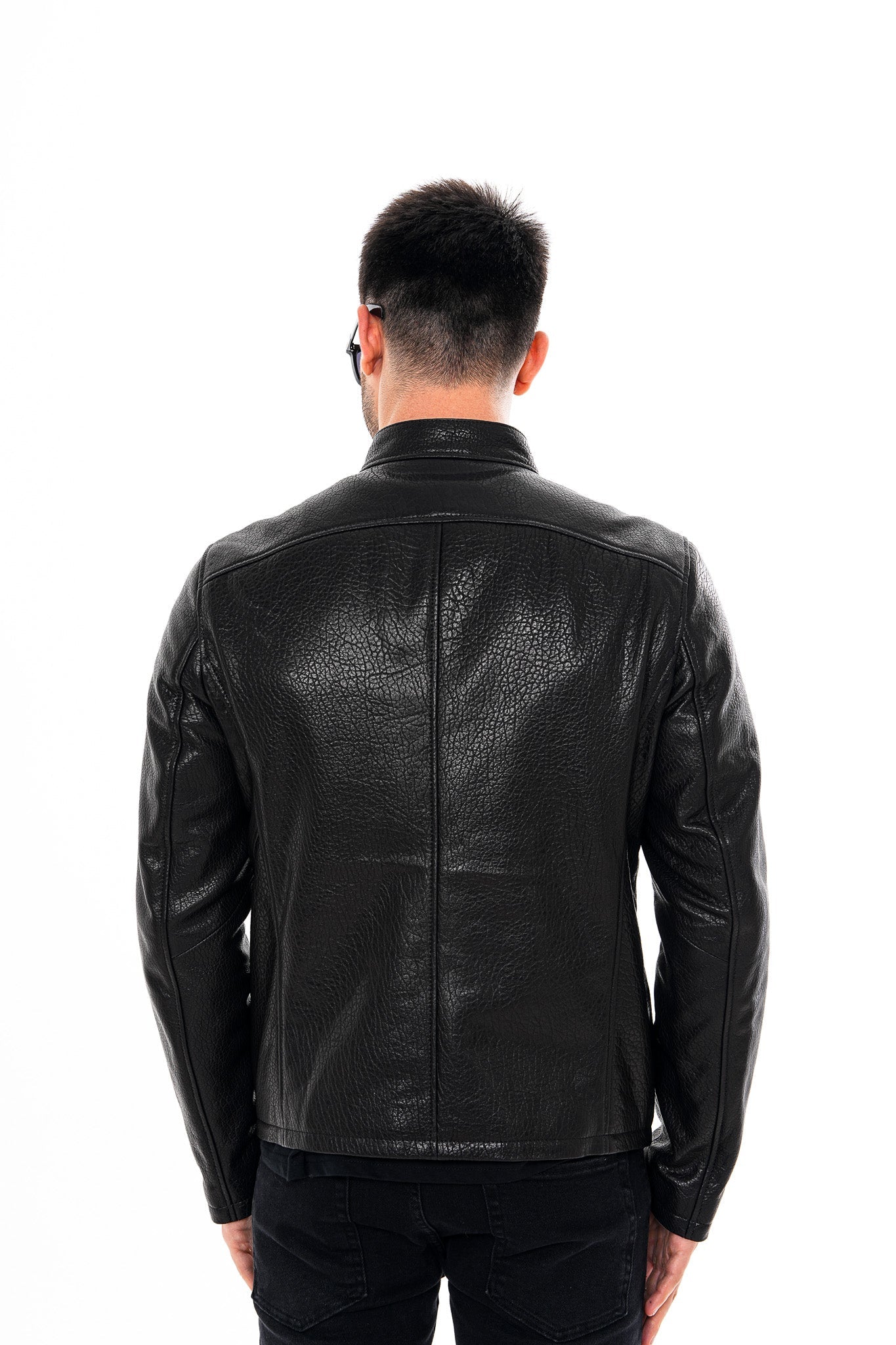 The Falcon Black Pebbled Leather Jacket - Vinci Leather