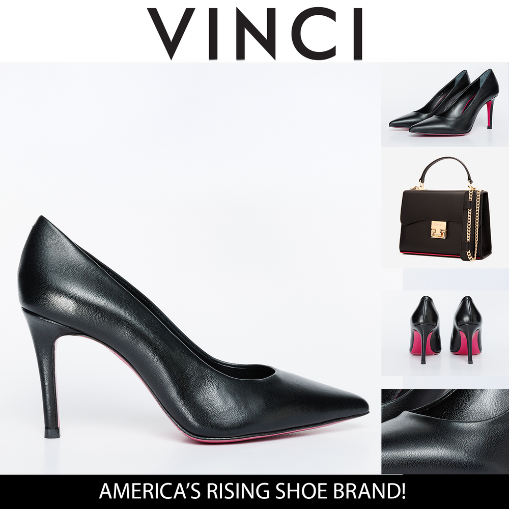 The Ege Black Leather Pump Fuchsia Sole Shoe - Vinci Leather