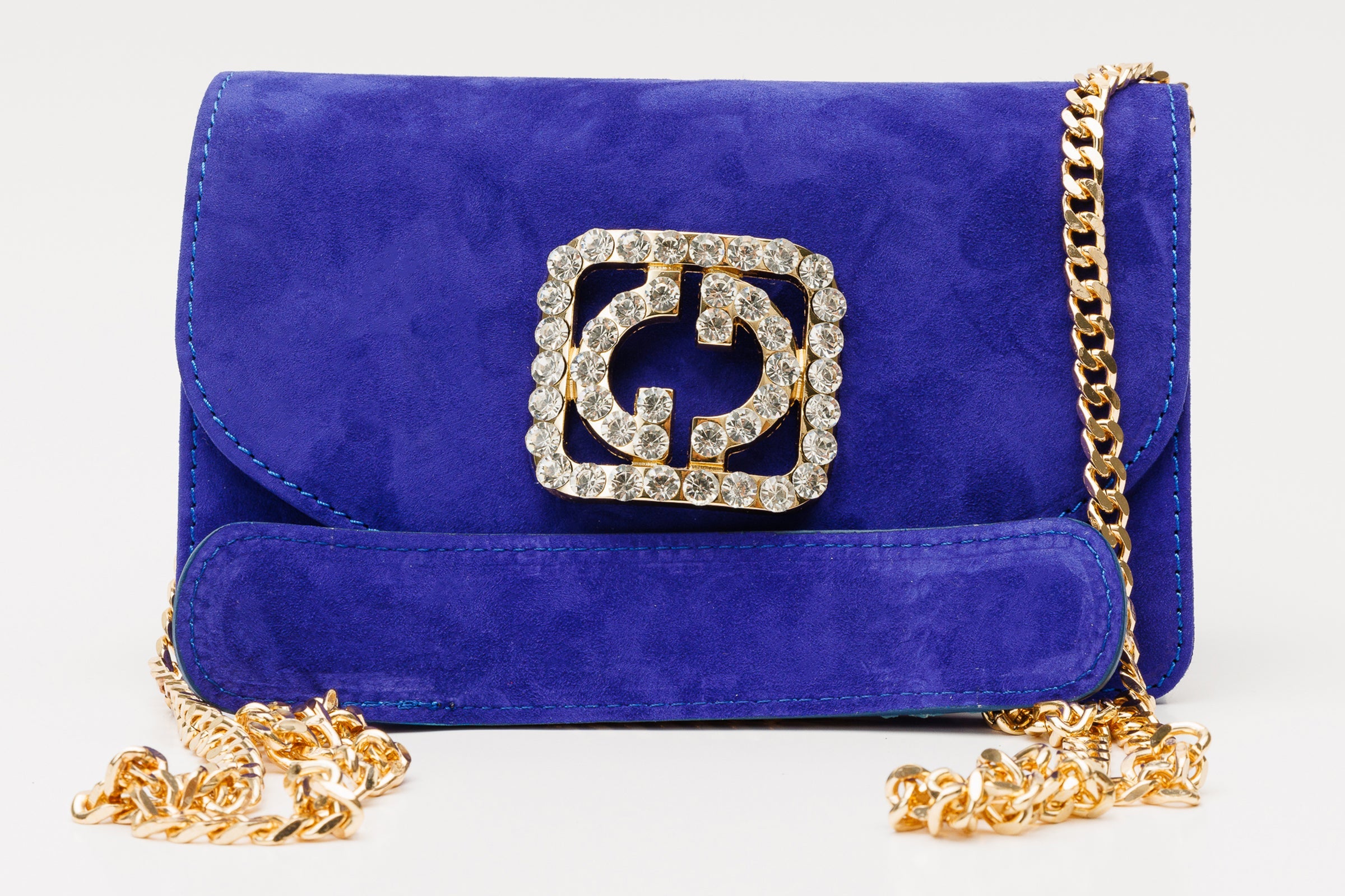 The California Sax Blue Suede Leather Handbag - Vinci Leather