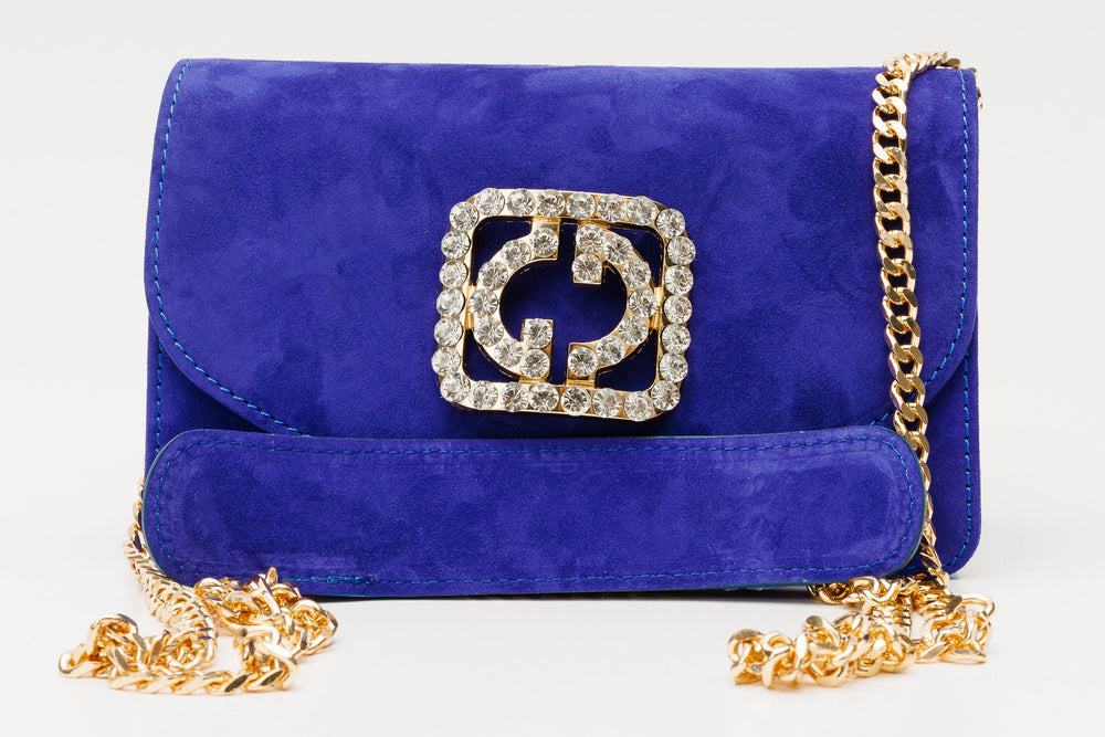 The California Sax Blue Suede Leather Handbag - Vinci Leather