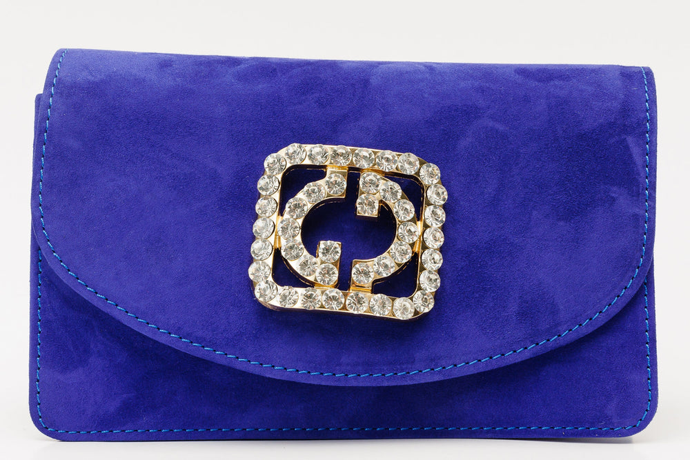 The California Sax Blue Suede Leather Handbag - Vinci Leather
