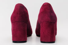 The California Burgundy Suede Leather Block Heel Pump Shoe - Vinci Leather