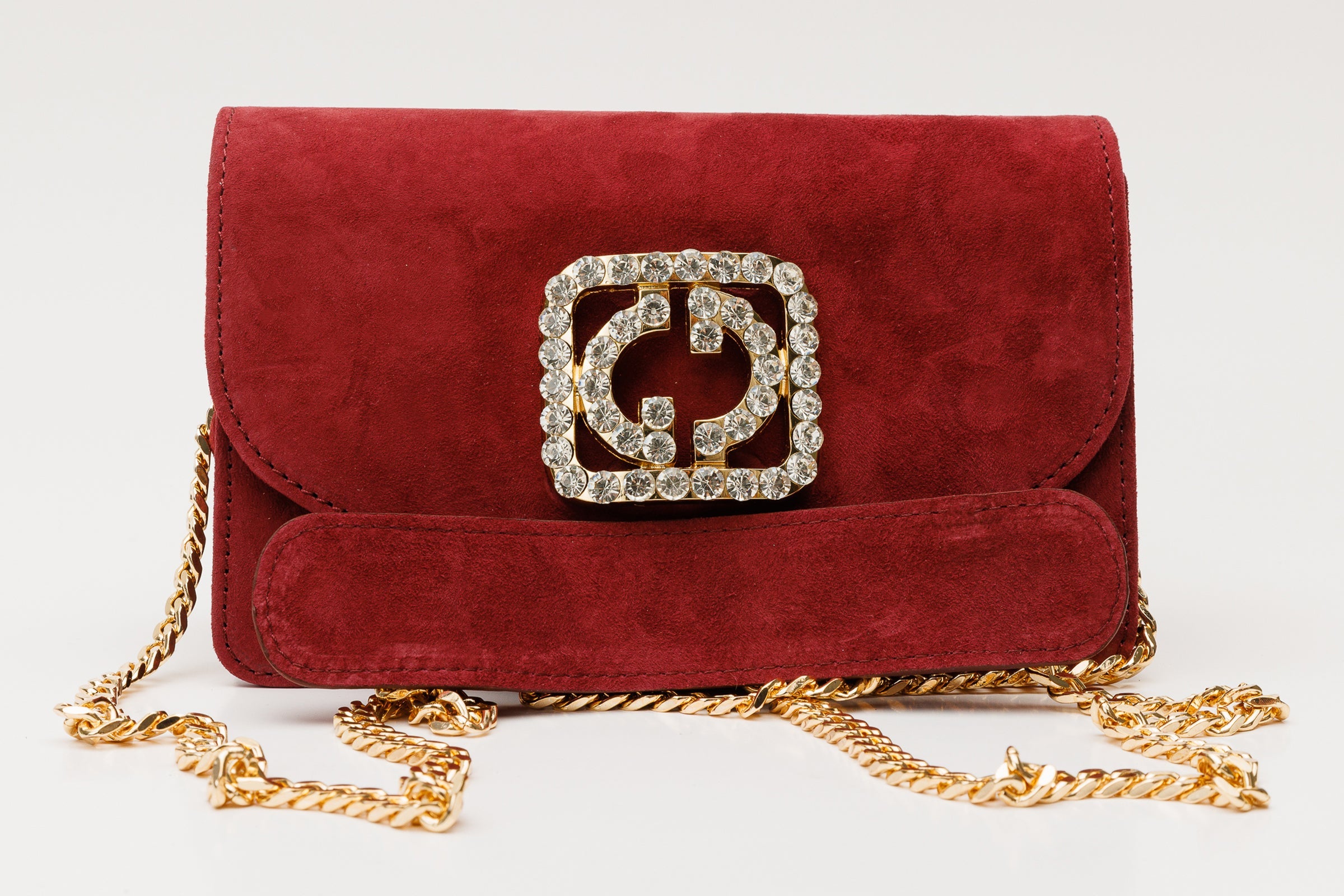 The California Burgundy Suede Leather Handbag - Vinci Leather