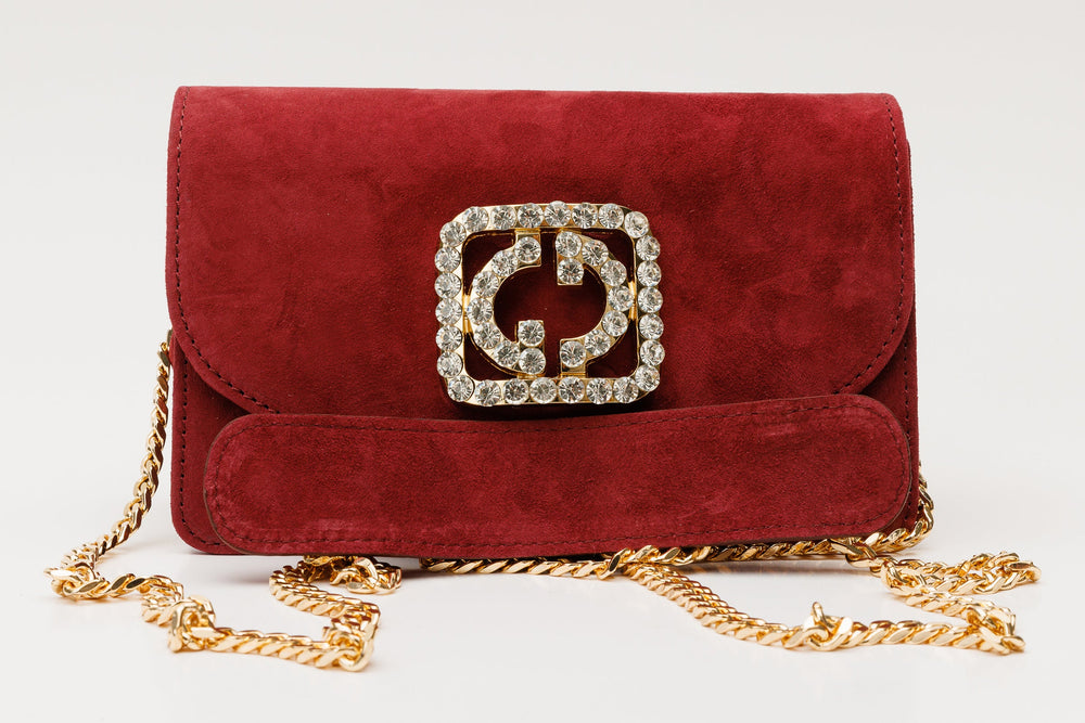 The California Burgundy Suede Leather Handbag - Vinci Leather