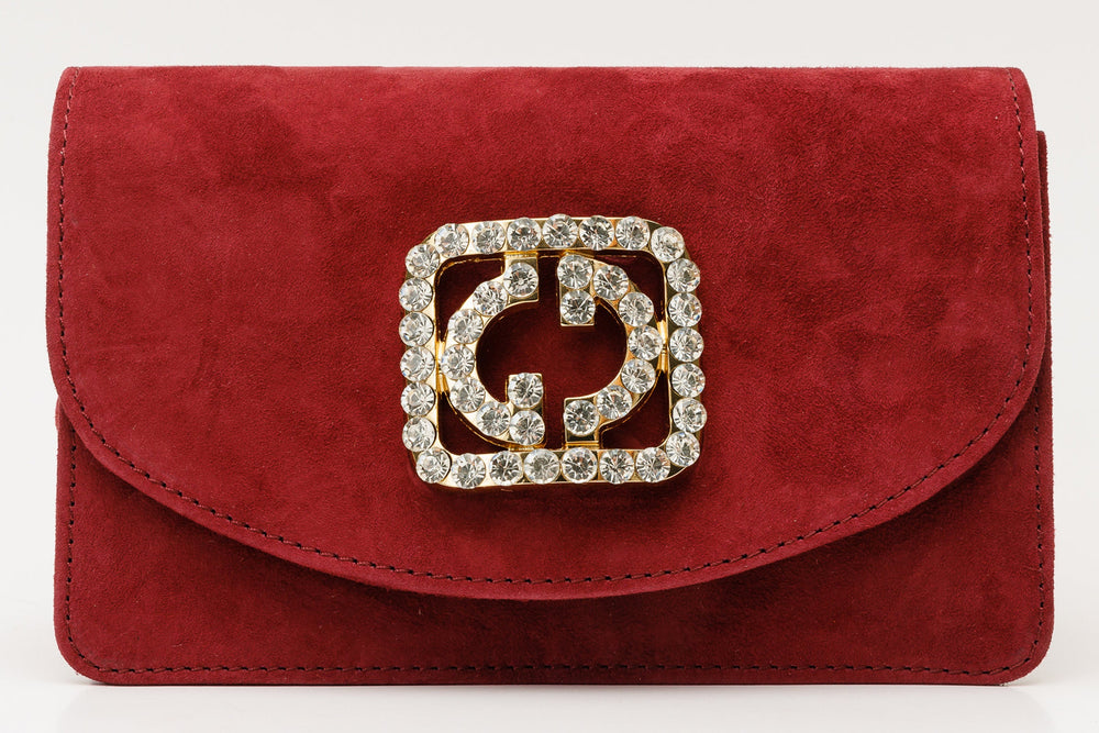 The California Burgundy Suede Leather Handbag - Vinci Leather