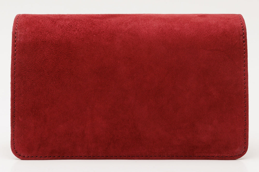 The California Burgundy Suede Leather Handbag - Vinci Leather