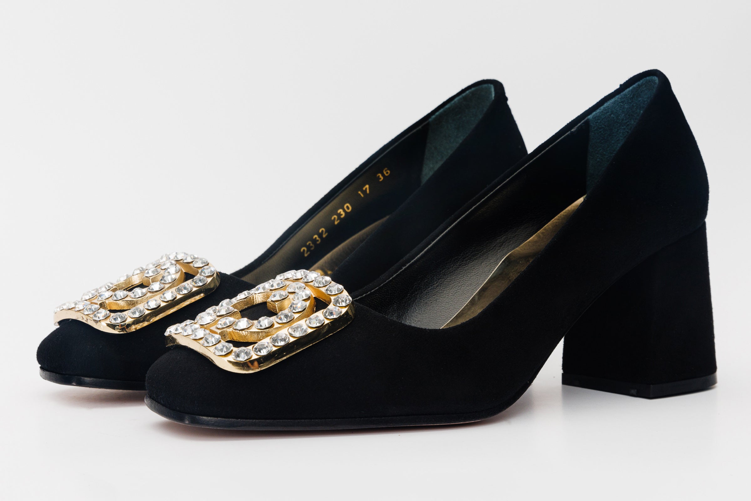 The California Black Suede Leather Block Heel Pump Shoe - Vinci Leather