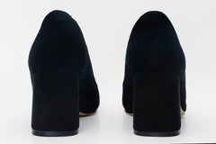 The California Black Suede Leather Block Heel Pump Shoe - Vinci Leather