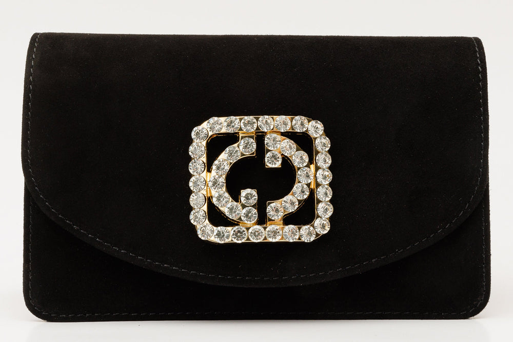 The California Black Suede Leather Handbag - Vinci Leather