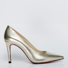 The Ege Gold Leather Pump Fuchsia Sole Shoe - Vinci Leather
