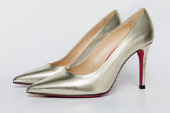 The Ege Gold Leather Pump Fuchsia Sole Shoe - Vinci Leather