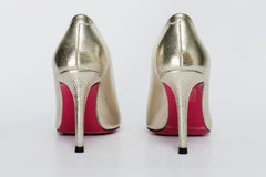 The Ege Gold Leather Pump Fuchsia Sole Shoe - Vinci Leather