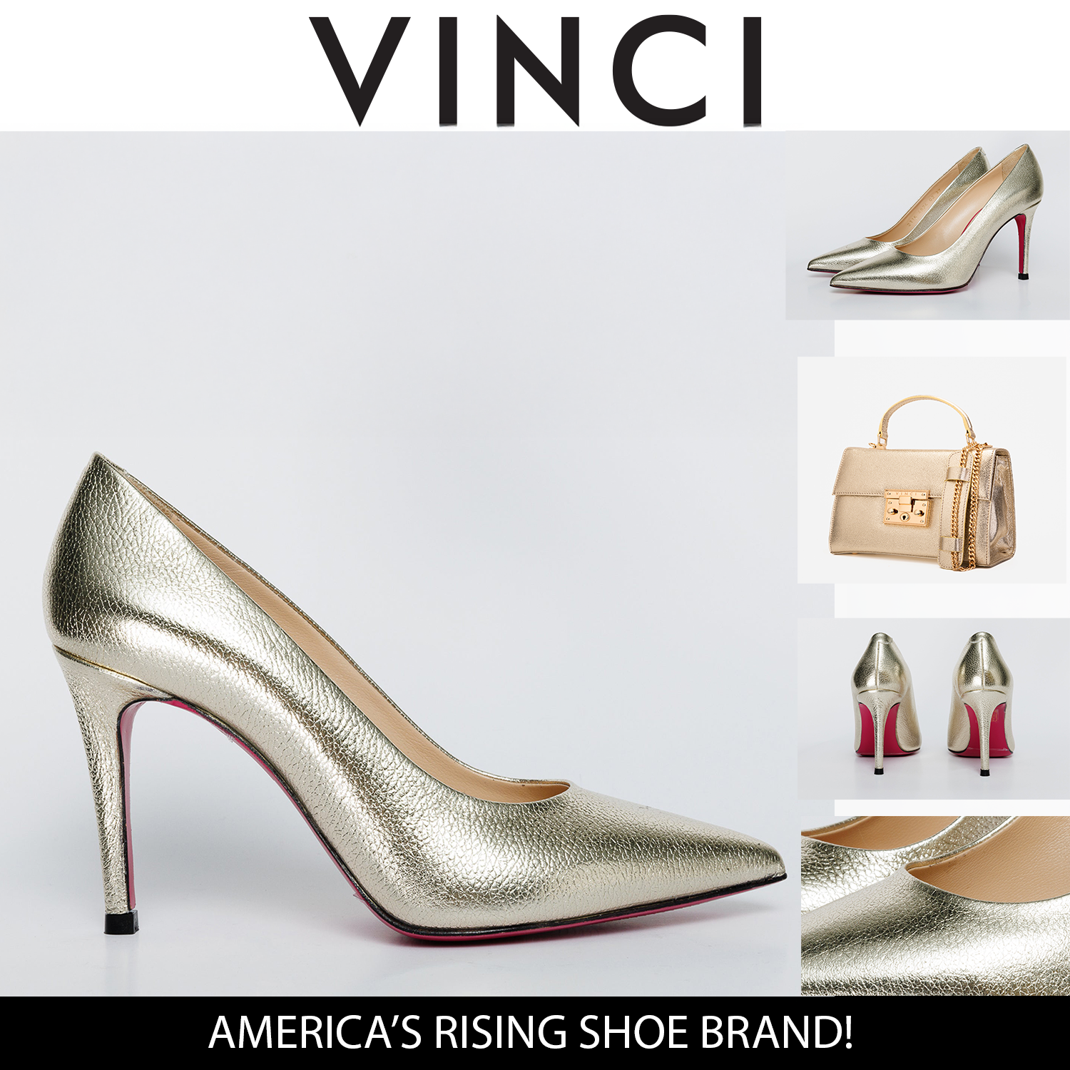 The Ege Gold Leather Pump Fuchsia Sole Shoe - Vinci Leather