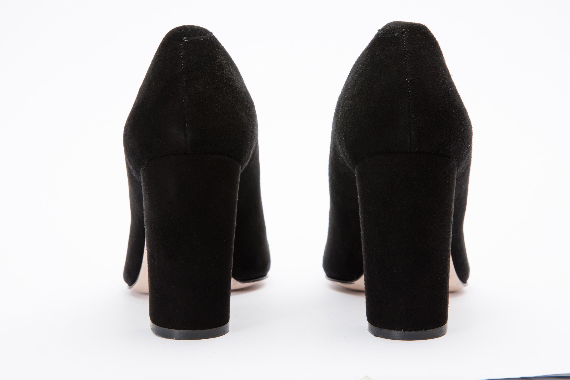 The Afega Black Suede Leather Block Heel Pump Shoe - Vinci Leather