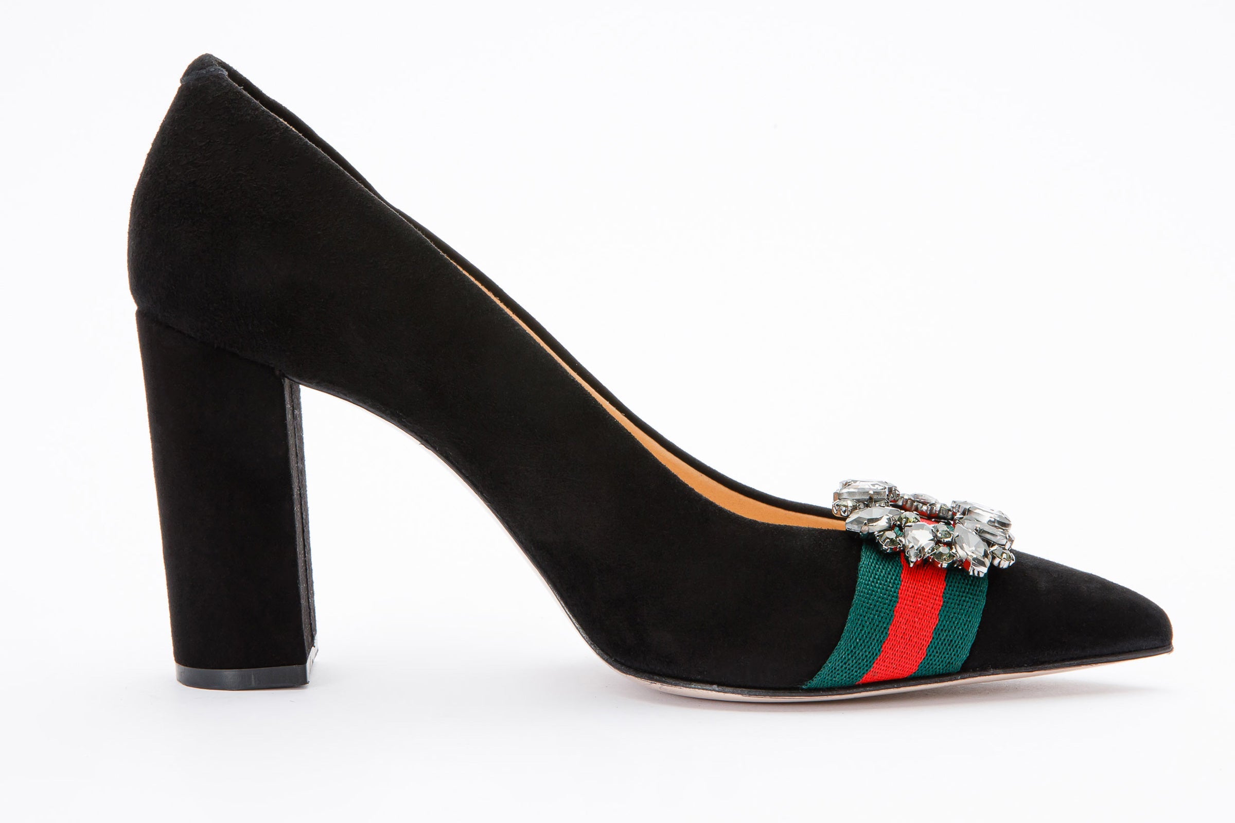 The Afega Black Suede Leather Block Heel Pump Shoe - Vinci Leather