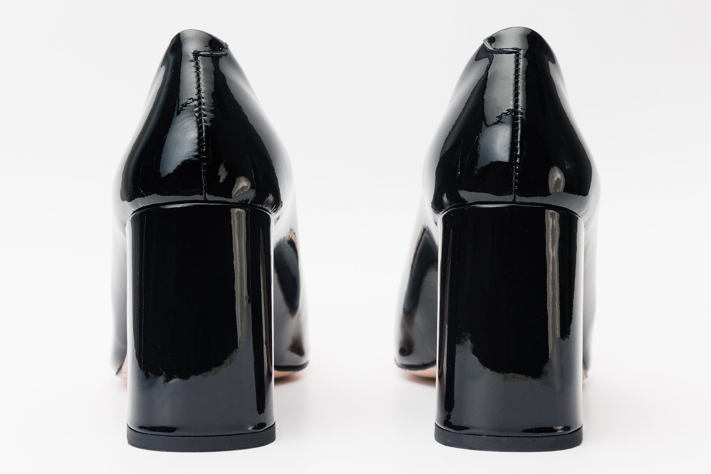 The Ferrara Black Patent Leather Block Heel Pump Shoe - Vinci Leather