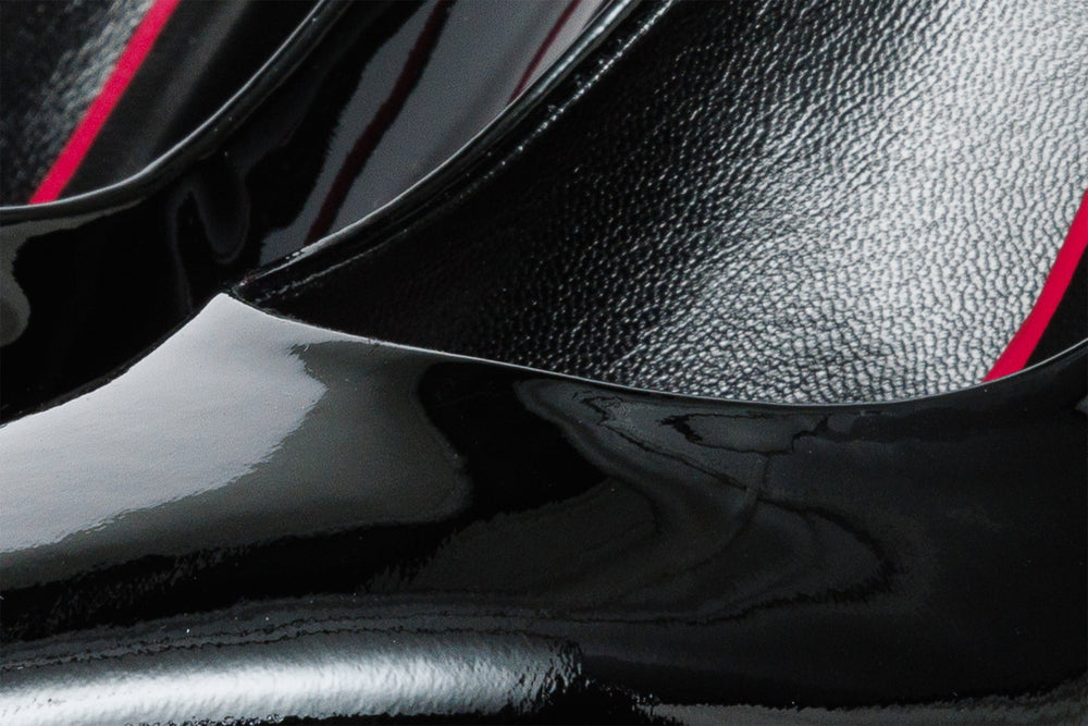 The Ege Black Patent Leather Pump Fuchsia Sole Shoe - Vinci Leather