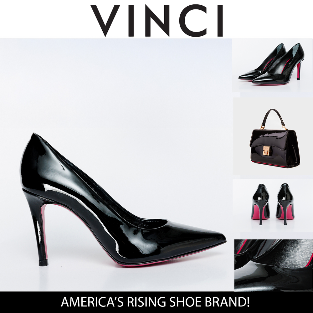 The Ege Black Patent Leather Pump Fuchsia Sole Shoe - Vinci Leather