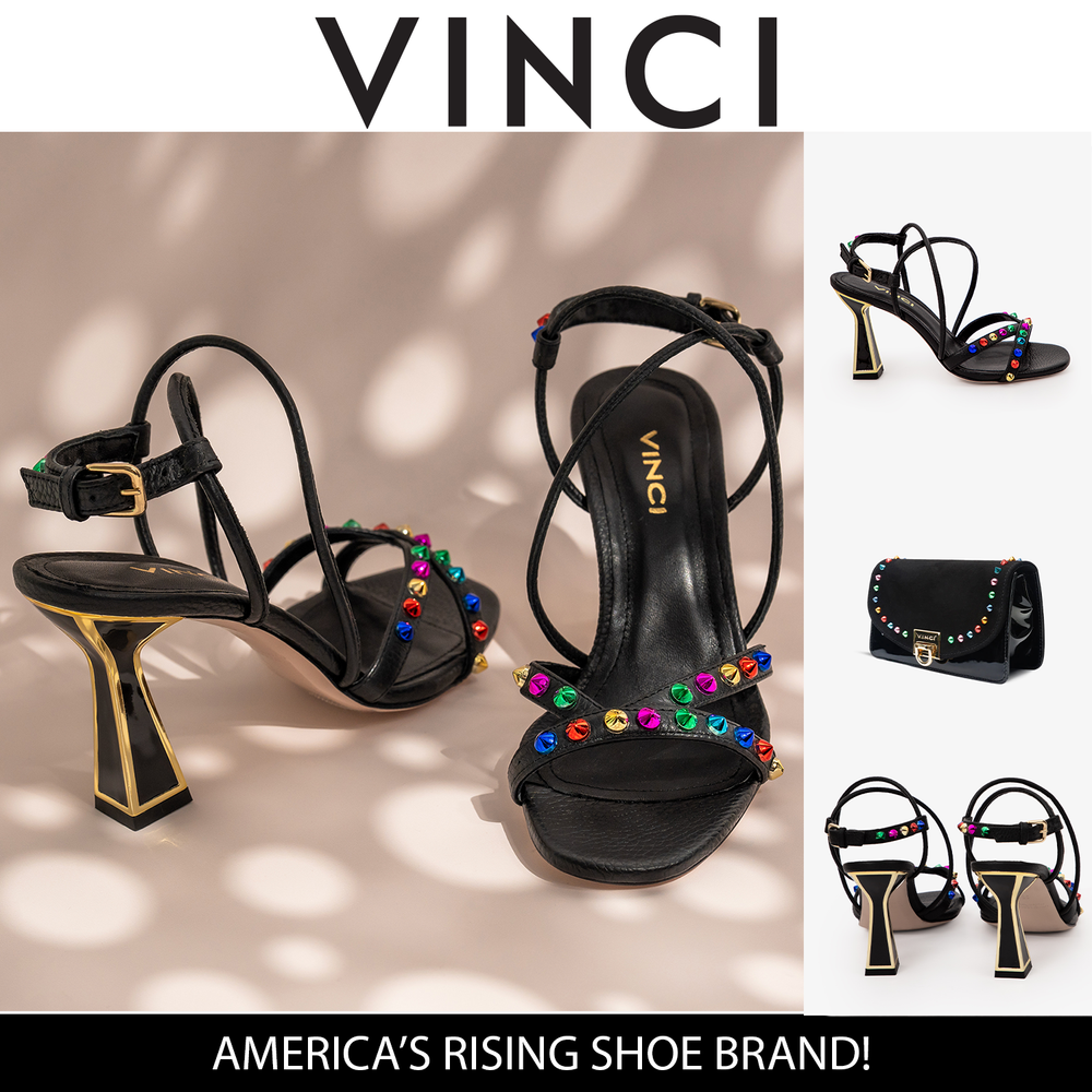 The Aurora Black Leather Strappy Sandal - Vinci Leather
