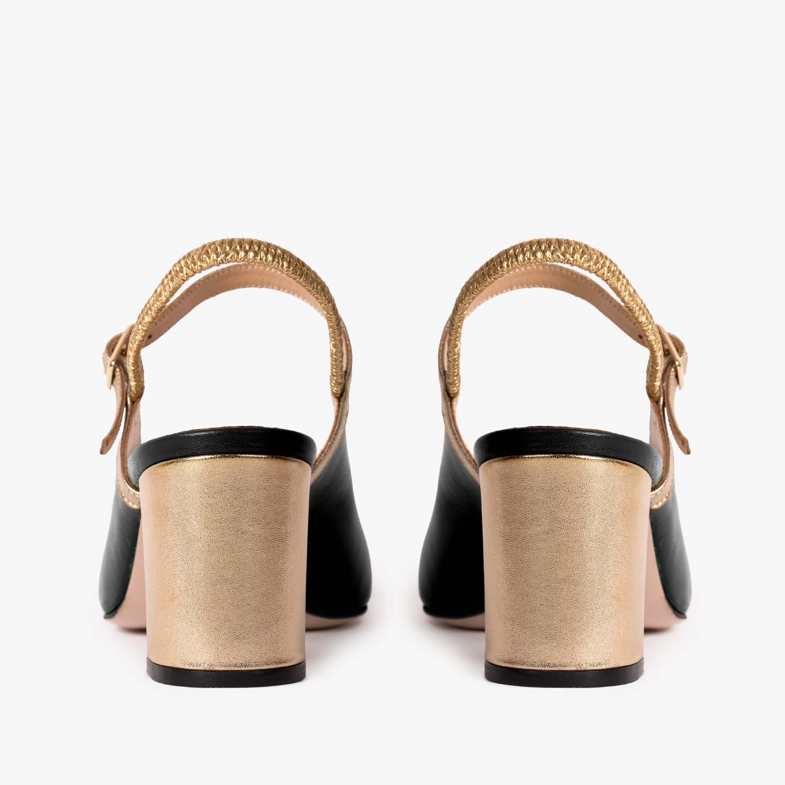The Pompei Black Leather Slingback Sandal - Vinci Leather