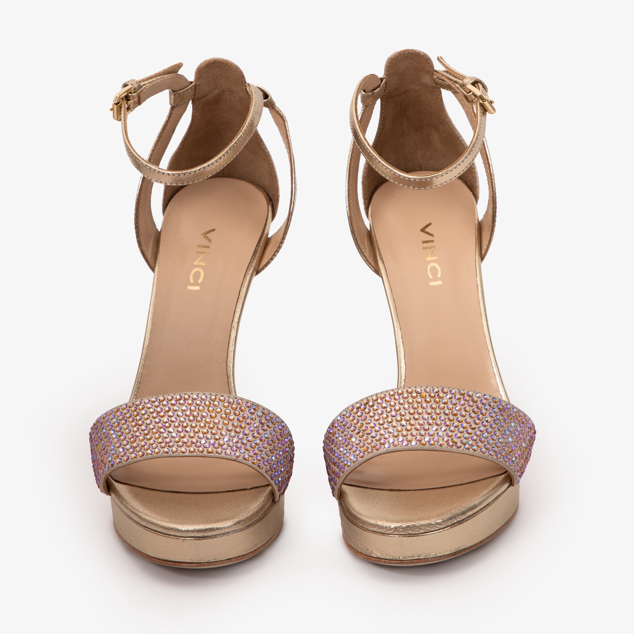 The Mars Platform Heel Gold Leather Women's Sandal - Vinci Leather