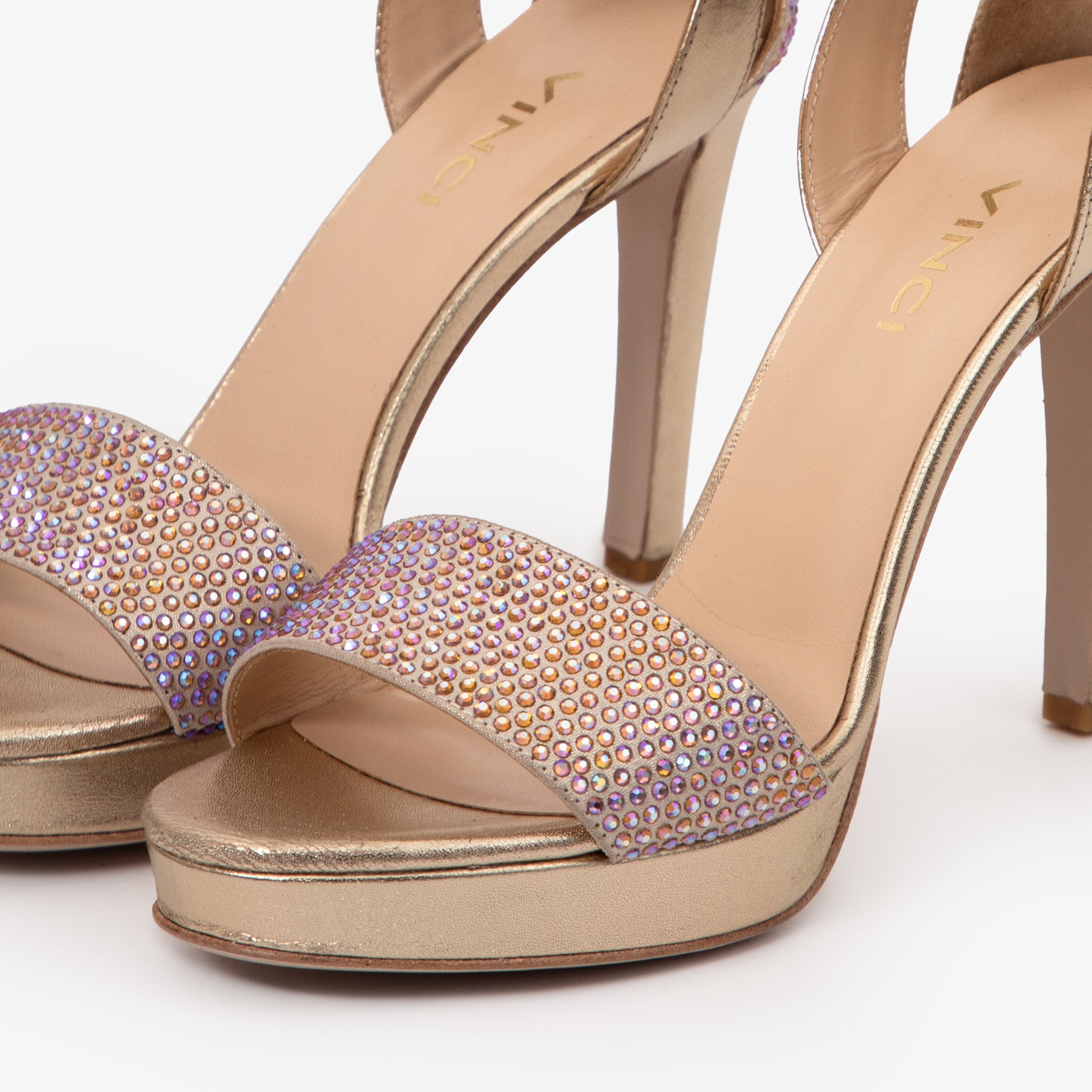 The Mars Platform Heel Gold Leather Women's Sandal - Vinci Leather