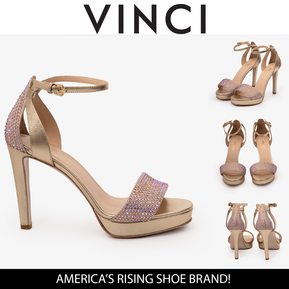 The Mars Platform Heel Gold Leather Women's Sandal - Vinci Leather