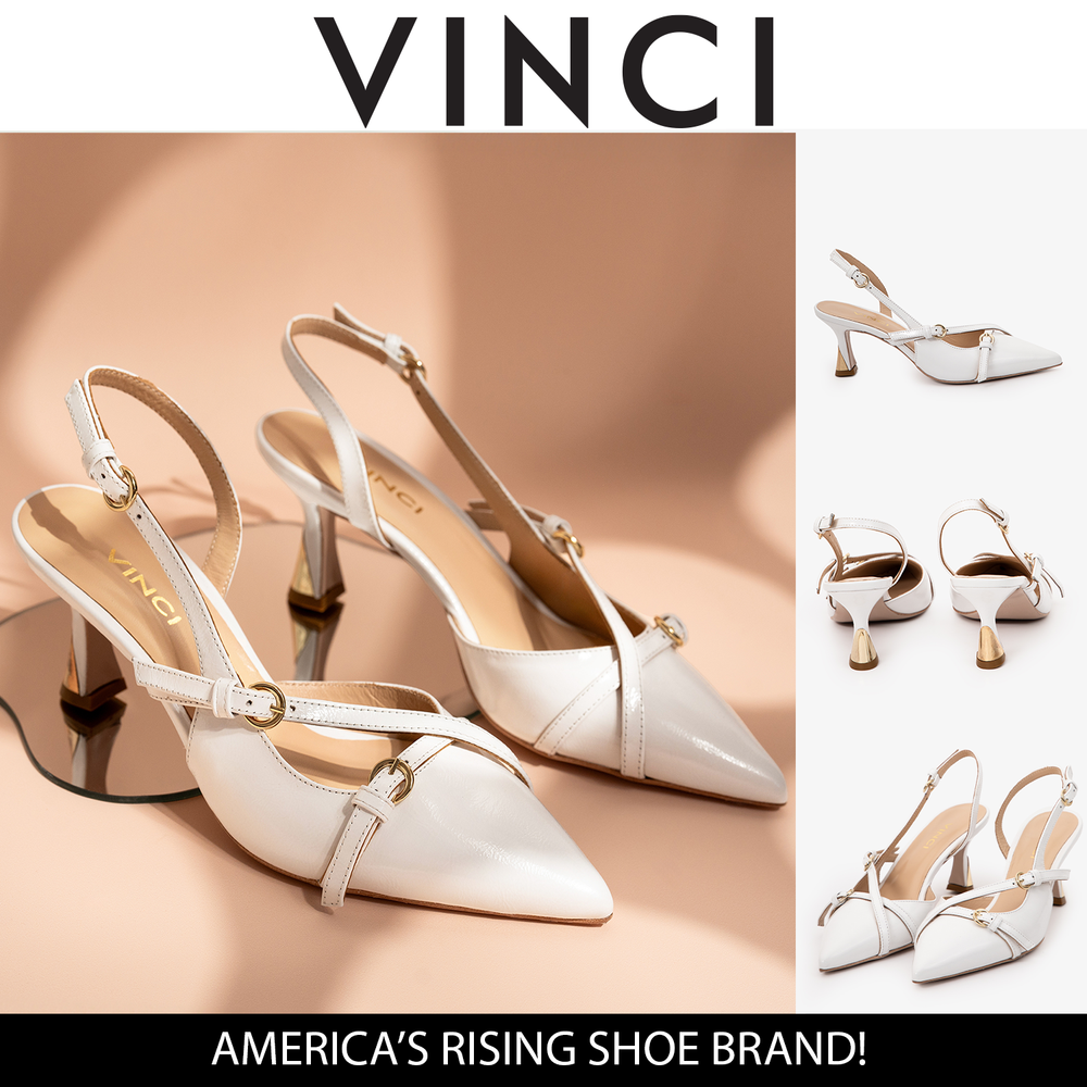 The Atlantic White Leather Slingback Sandal - Vinci Leather