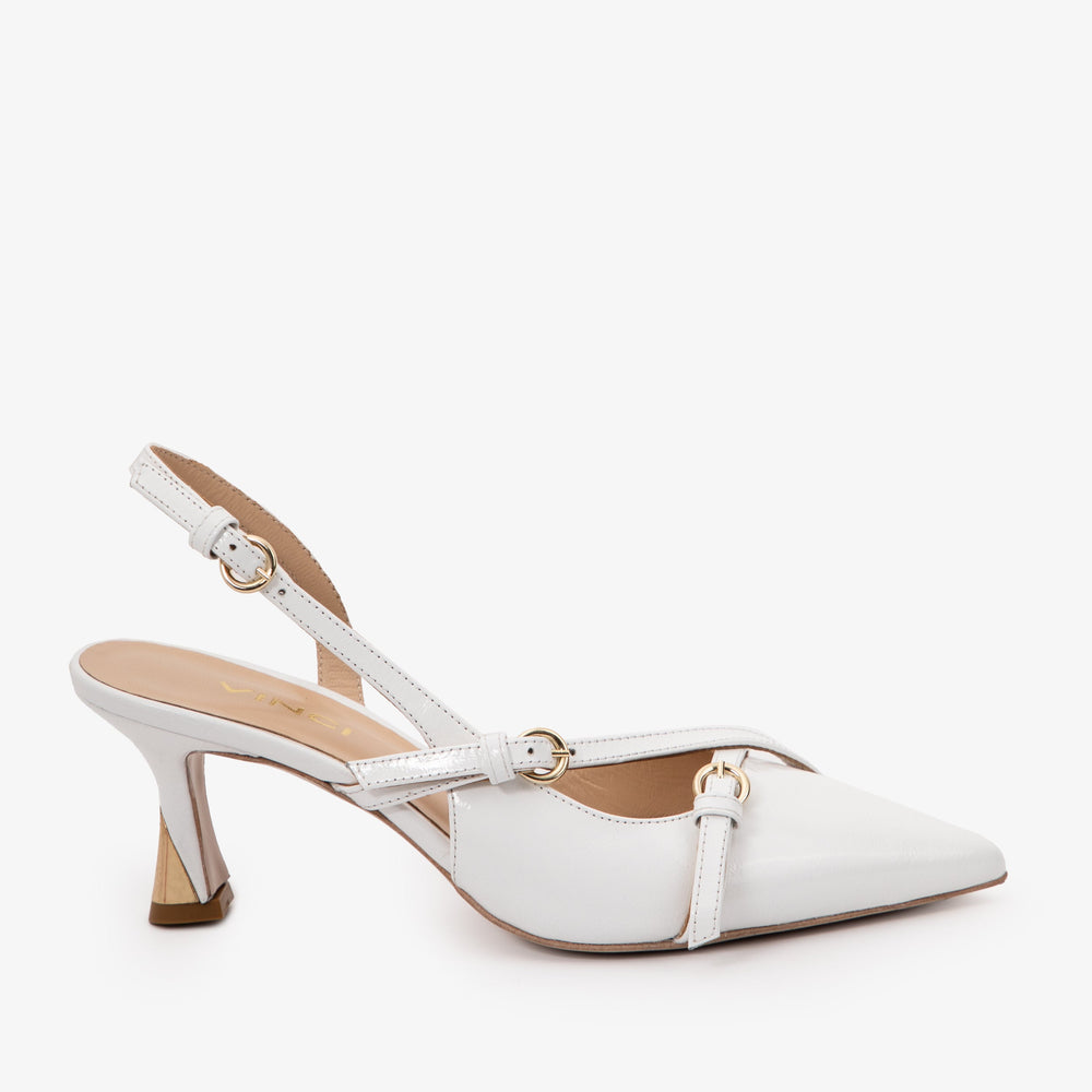 The Atlantic White Leather Slingback Sandal - Vinci Leather