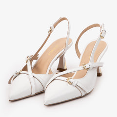 The Atlantic White Leather Slingback Sandal - Vinci Leather