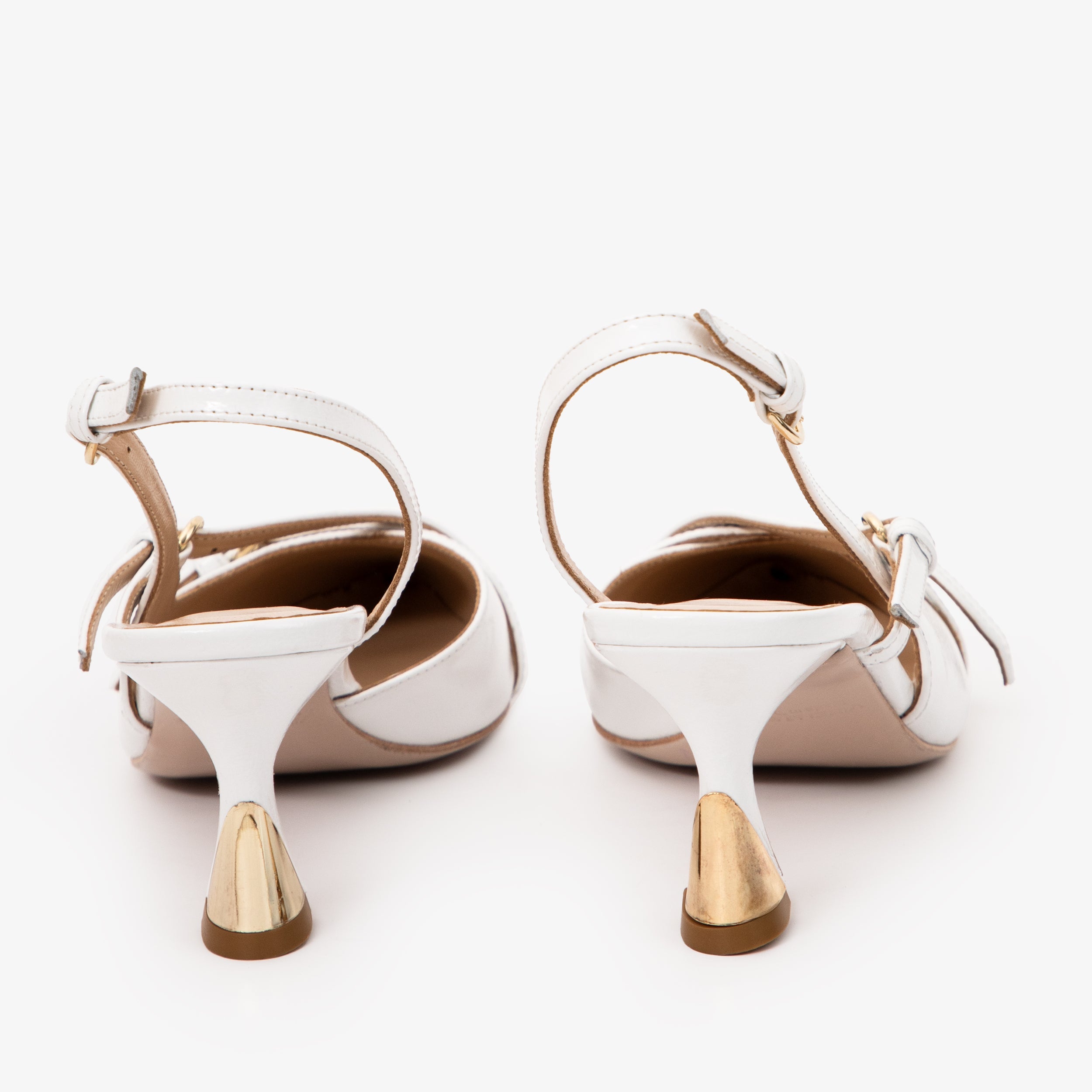 The Atlantic White Leather Slingback Sandal - Vinci Leather