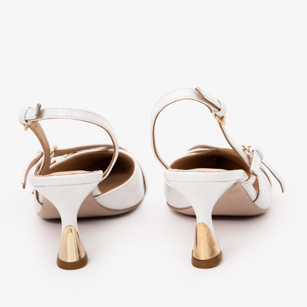 The Atlantic White Leather Slingback Sandal - Vinci Leather