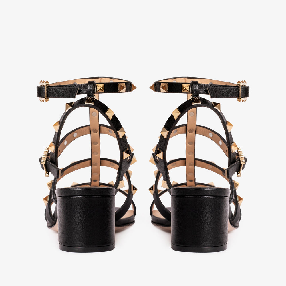 The Nejapa Black Multi Strap Leather Sandal - Vinci Leather