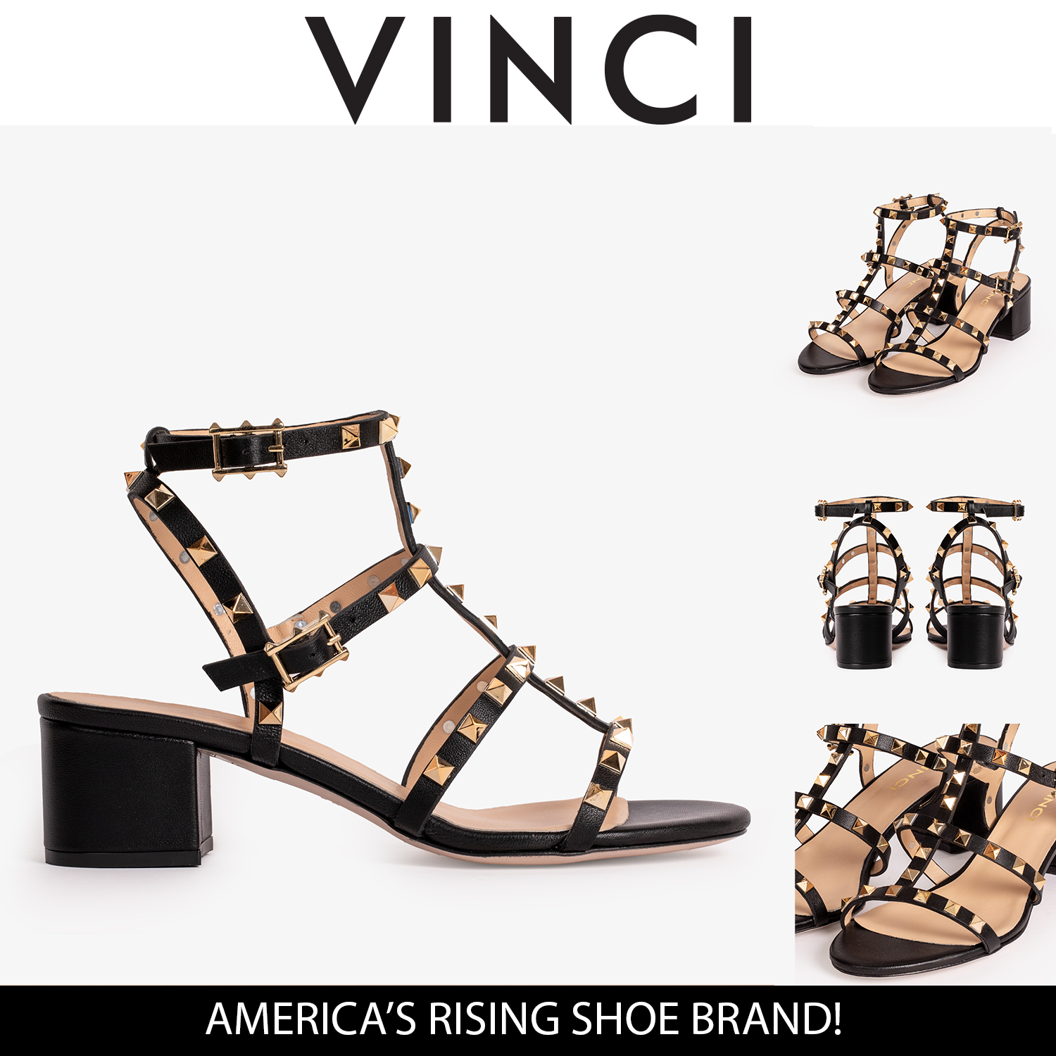 The Nejapa Black Multi Strap Leather Sandal - Vinci Leather