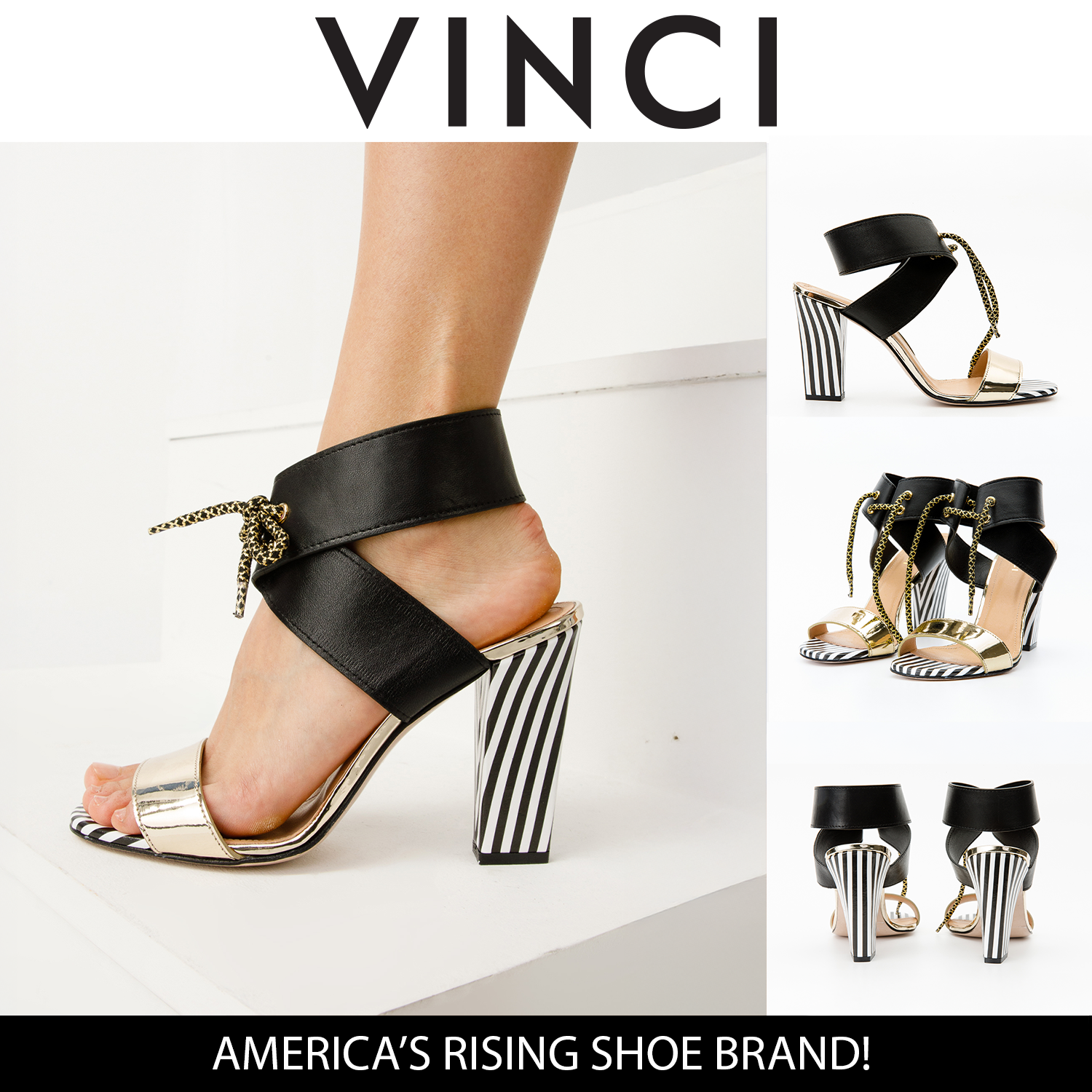 The Bloke Black Leather Ankle Strap Sandal - Vinci Leather