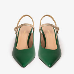 The Pompei Green Leather Slingback Sandal - Vinci Leather