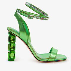 The Torola Green Stony Heel Leather Sandal Final Sale! - Vinci Leather