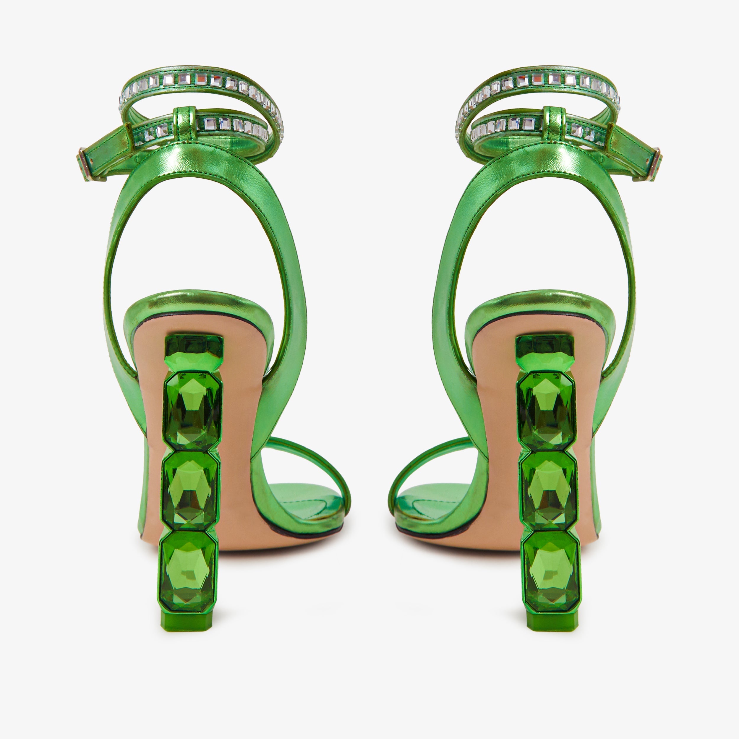 The Torola Green Stony Heel Leather Sandal Final Sale! - Vinci Leather