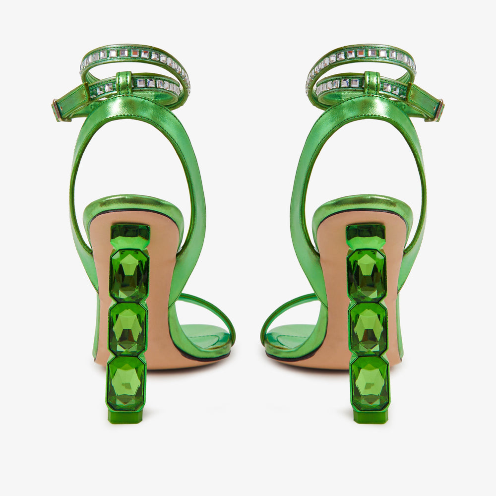 The Torola Green Stony Heel Leather Sandal Final Sale! - Vinci Leather