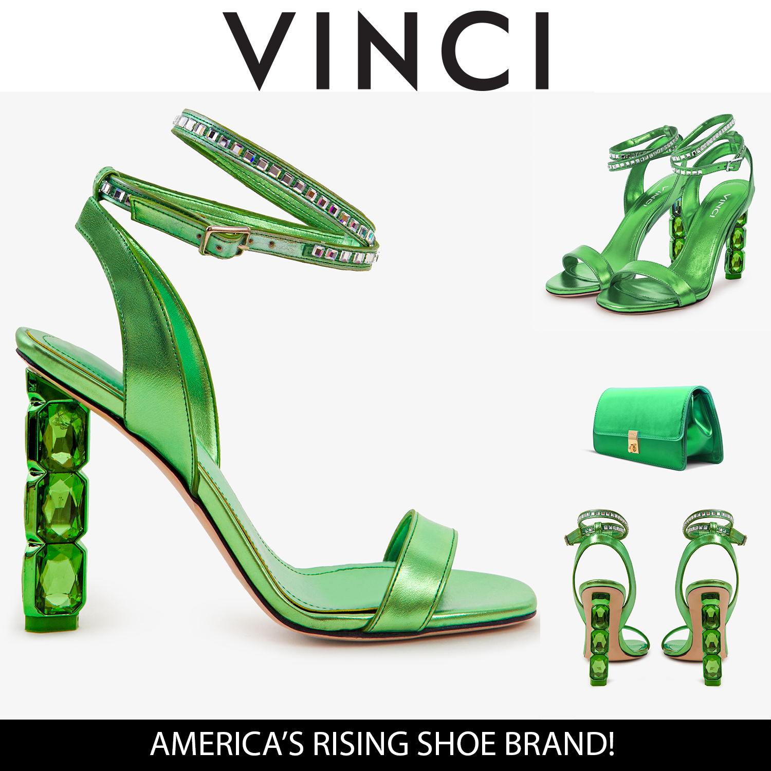 The Torola Green Stony Heel Leather Sandal Final Sale! - Vinci Leather