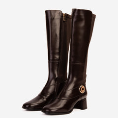 The Windsor Brown Leather Knee High Boot - Vinci Leather