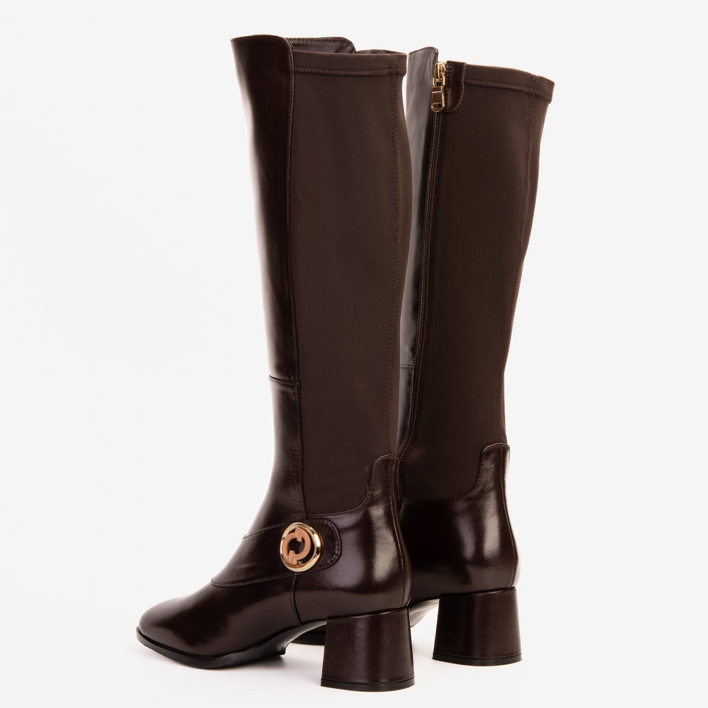 The Windsor Brown Leather Knee High Boot - Vinci Leather
