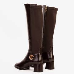 The Windsor Brown Leather Knee High Boot - Vinci Leather