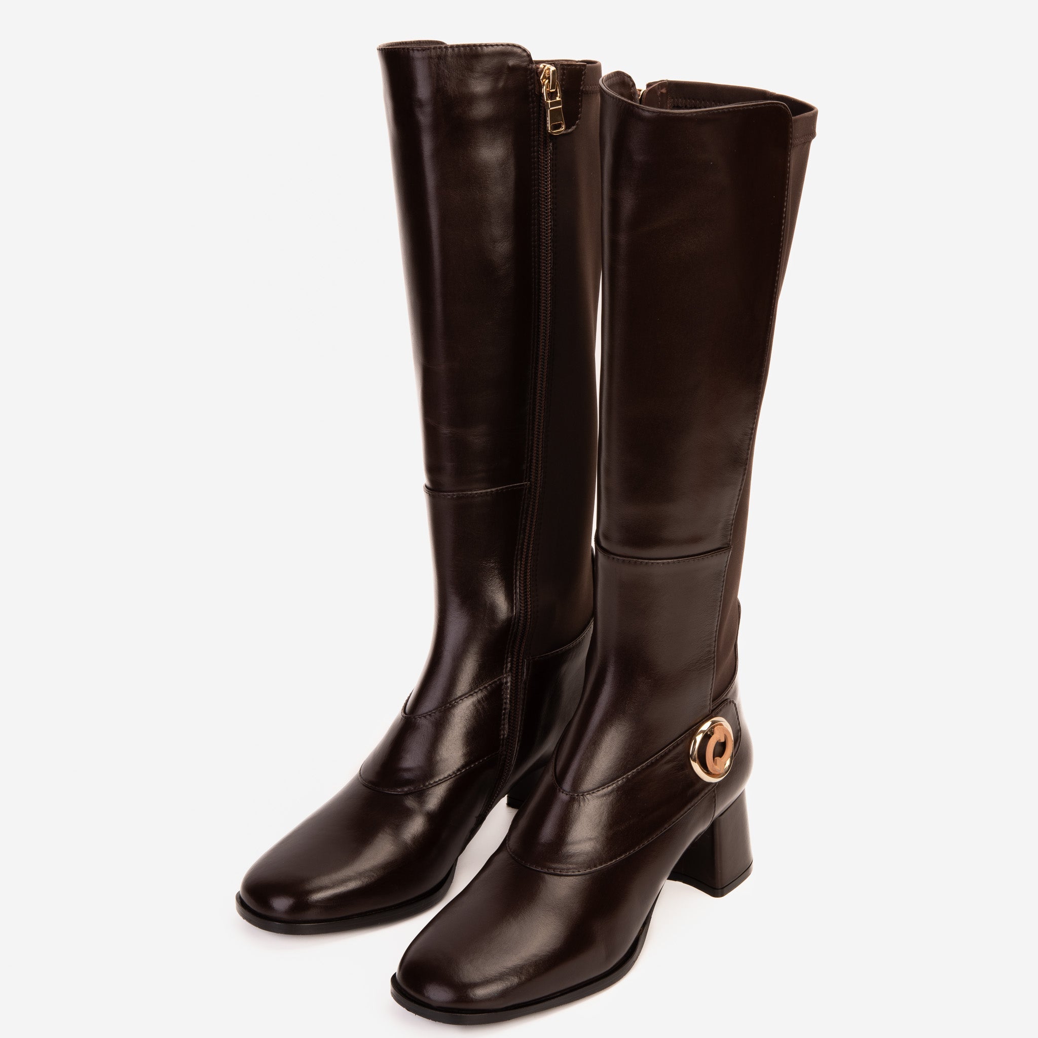 The Windsor Brown Leather Knee High Boot - Vinci Leather