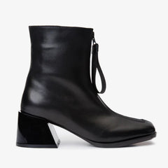 The Tackle Black Leather Block Heel Boot - Vinci Leather